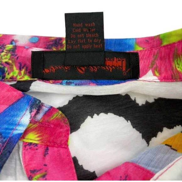 Dopamine Maximalist Abstract Artsy Tunic Color Cotton Pleats Collection Pings XL - Picture 16 of 16